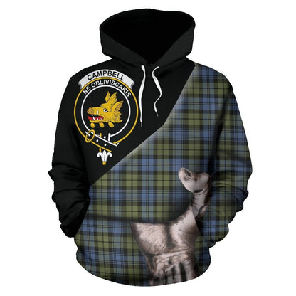 Printivon Campbell Faded Tartan Clan Crest Hoodie Patronage