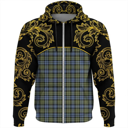 Printivon Campbell Faded Tartan Clan Crest Zip Hoodie Empire I