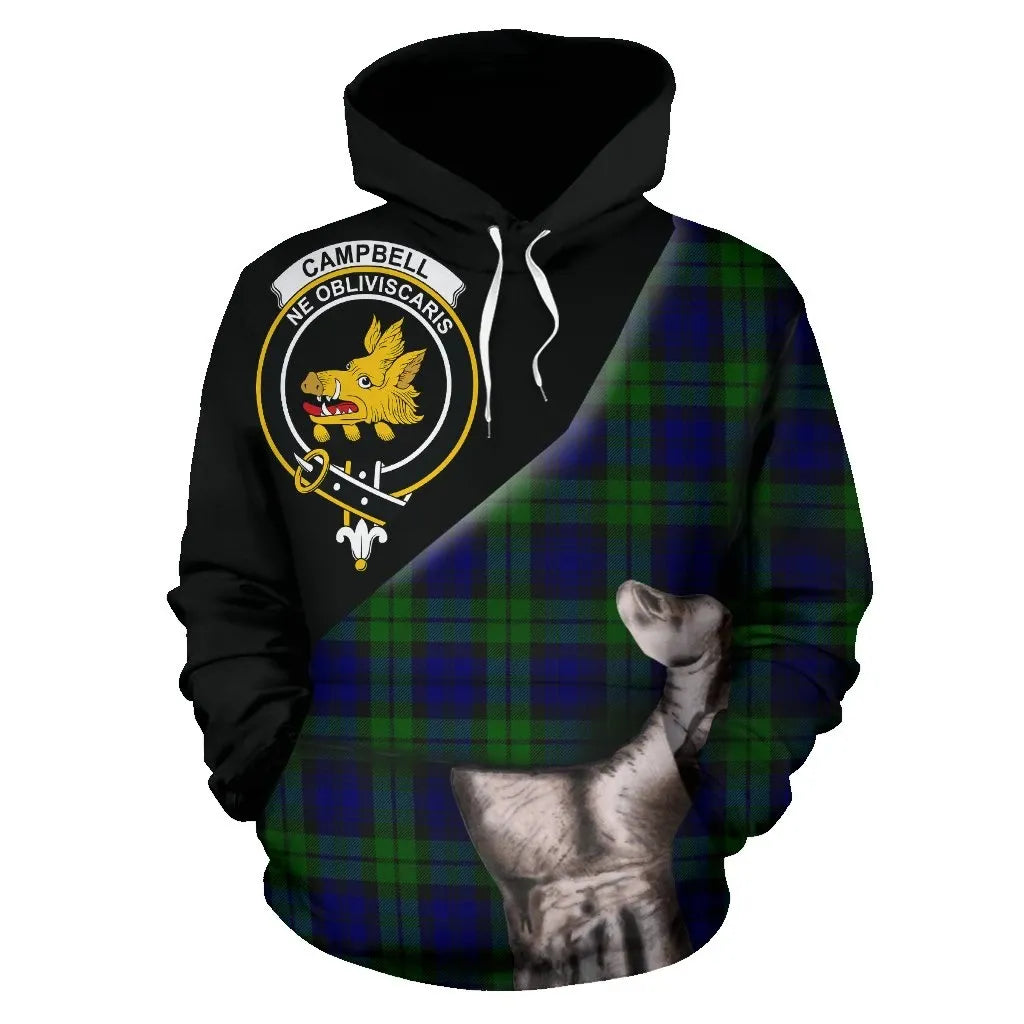 Printivon Campbell Modern Tartan Clan Crest Hoodie Patronage