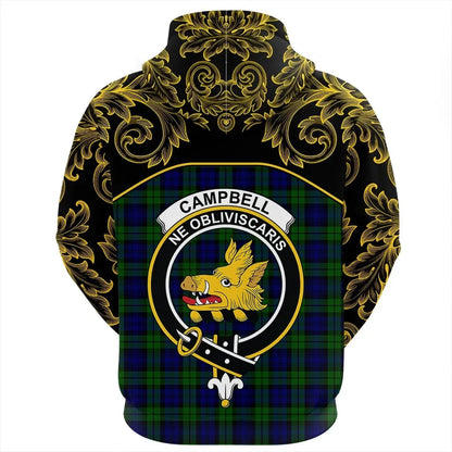Printivon Campbell Modern Tartan Clan Crest Zip Hoodie Empire I