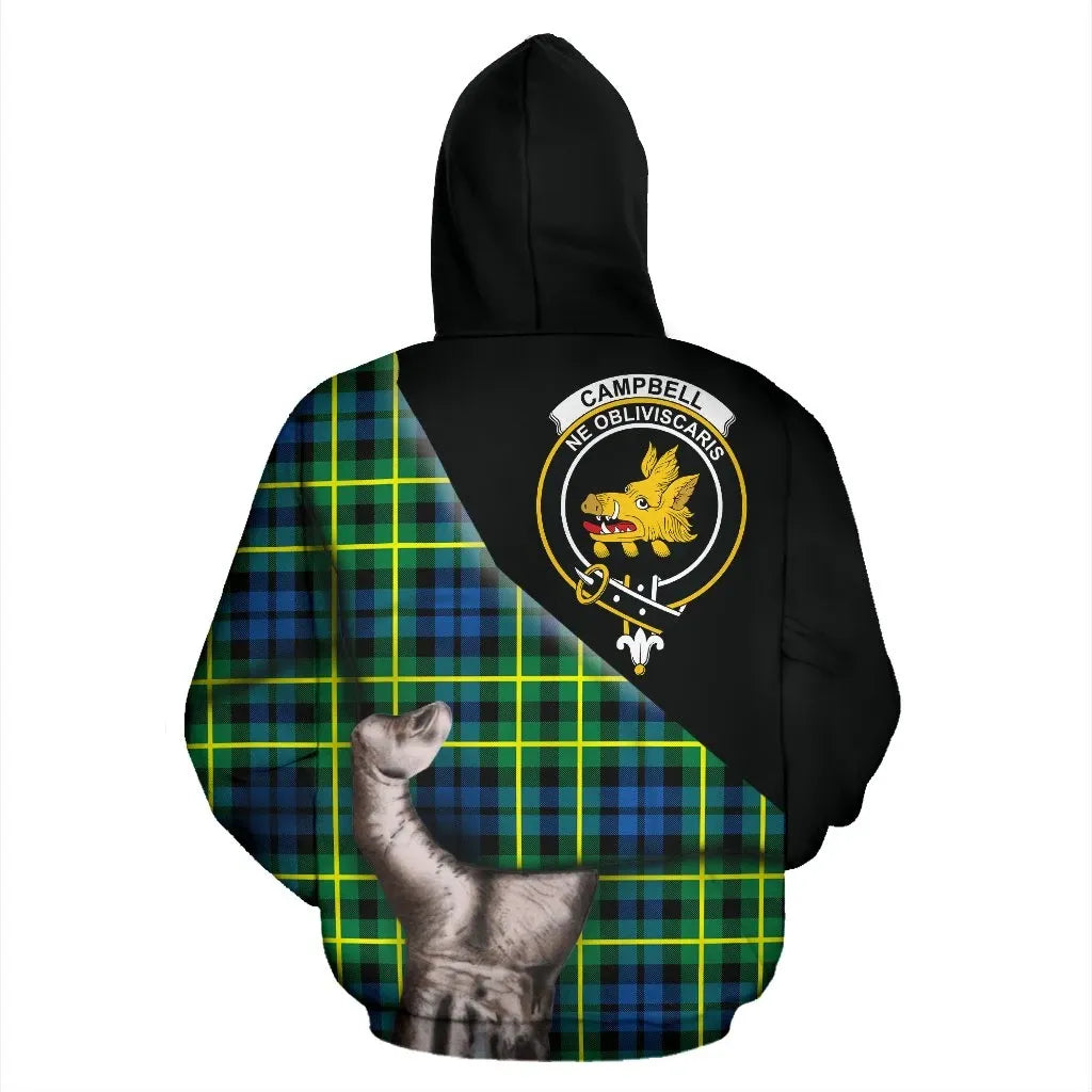 Printivon Campbell Of Breadalbane Ancient Tartan Clan Crest Hoodie Patronage