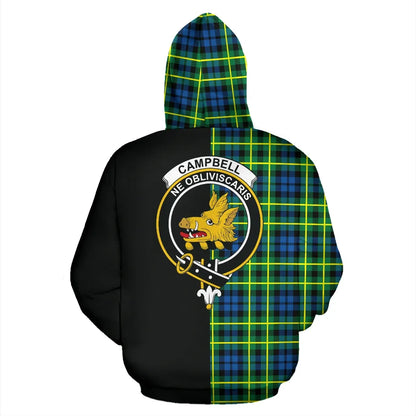 Printivon Campbell Of Breadalbane Ancient Tartan Hoodie Half Of Me