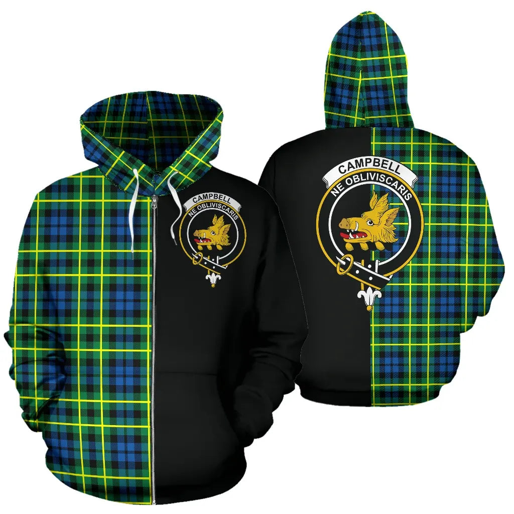 Printivon Campbell Of Breadalbane Ancient Tartan Hoodie Half Of Me