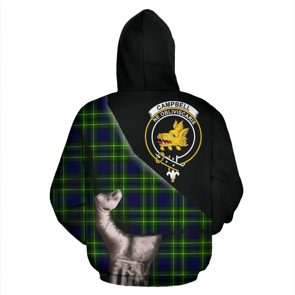 Printivon Campbell Of Breadalbane Modern Tartan Clan Crest Hoodie Patronage