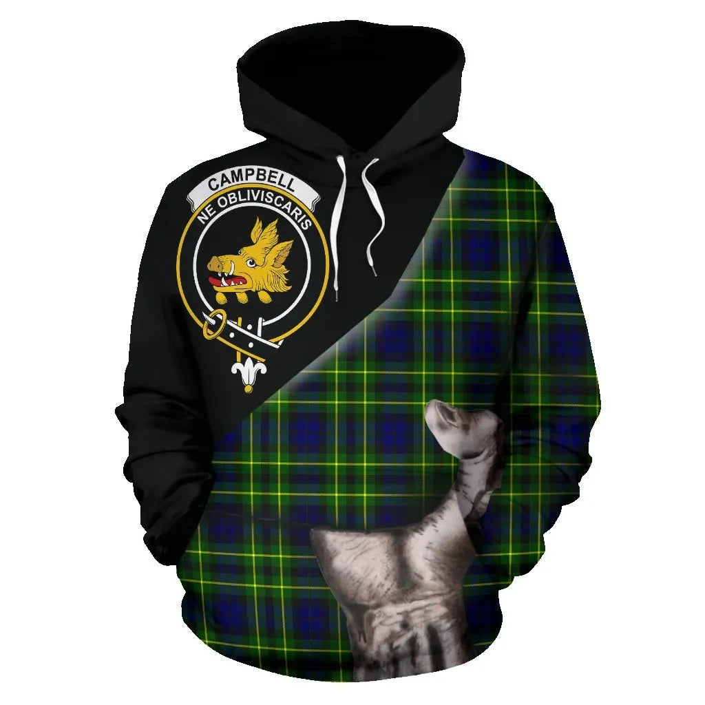 Printivon Campbell Of Breadalbane Modern Tartan Clan Crest Hoodie Patronage