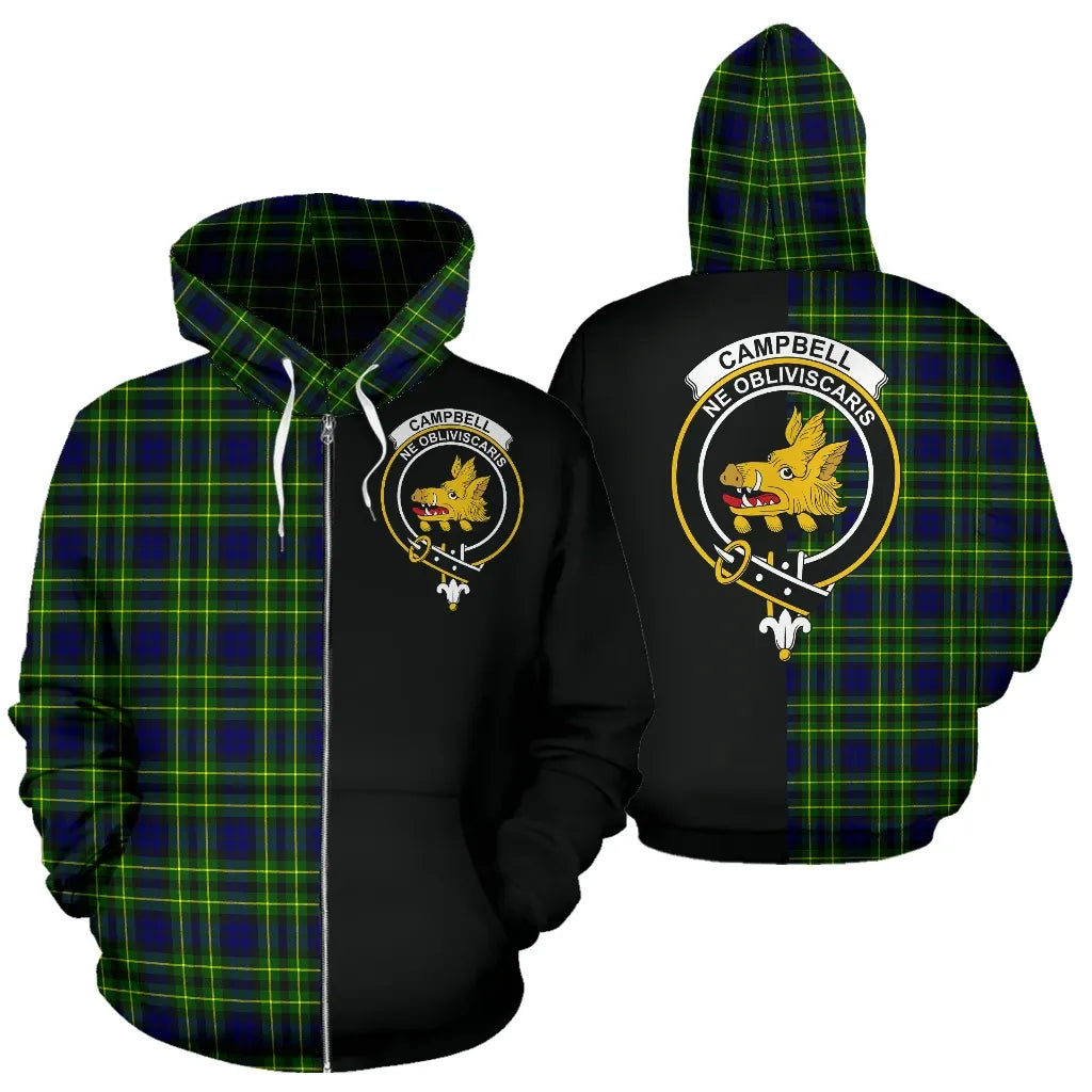 Printivon Campbell Of Breadalbane Modern Tartan Hoodie Half Of Me