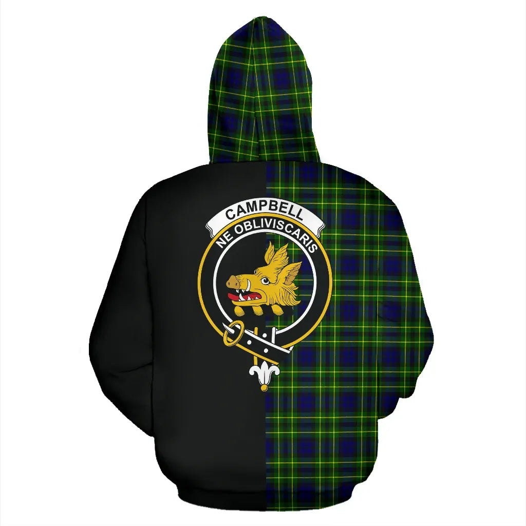 Printivon Campbell Of Breadalbane Modern Tartan Hoodie Half Of Me