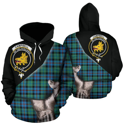 Printivon Campbell Of Cawdor Ancient Tartan Clan Crest Hoodie Patronage