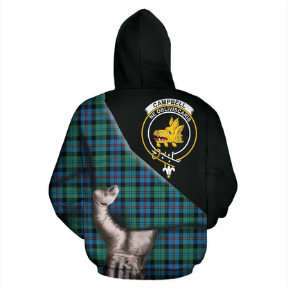 Printivon Campbell Of Cawdor Ancient Tartan Clan Crest Hoodie Patronage