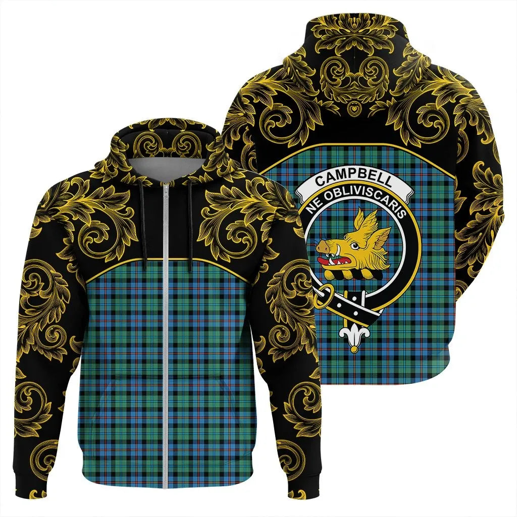 Printivon Campbell Of Cawdor Ancient Tartan Clan Crest Zip Hoodie Empire I