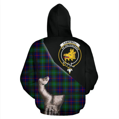 Printivon Campbell Of Cawdor Modern Tartan Clan Crest Hoodie Patronage