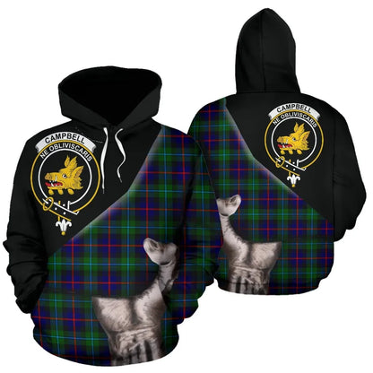 Printivon Campbell Of Cawdor Modern Tartan Clan Crest Hoodie Patronage