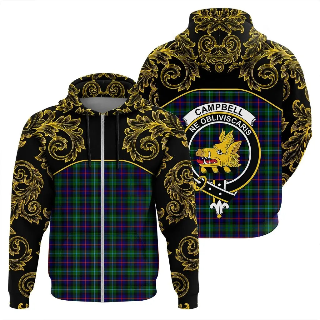 Printivon Campbell Of Cawdor Modern Tartan Clan Crest Zip Hoodie Empire I