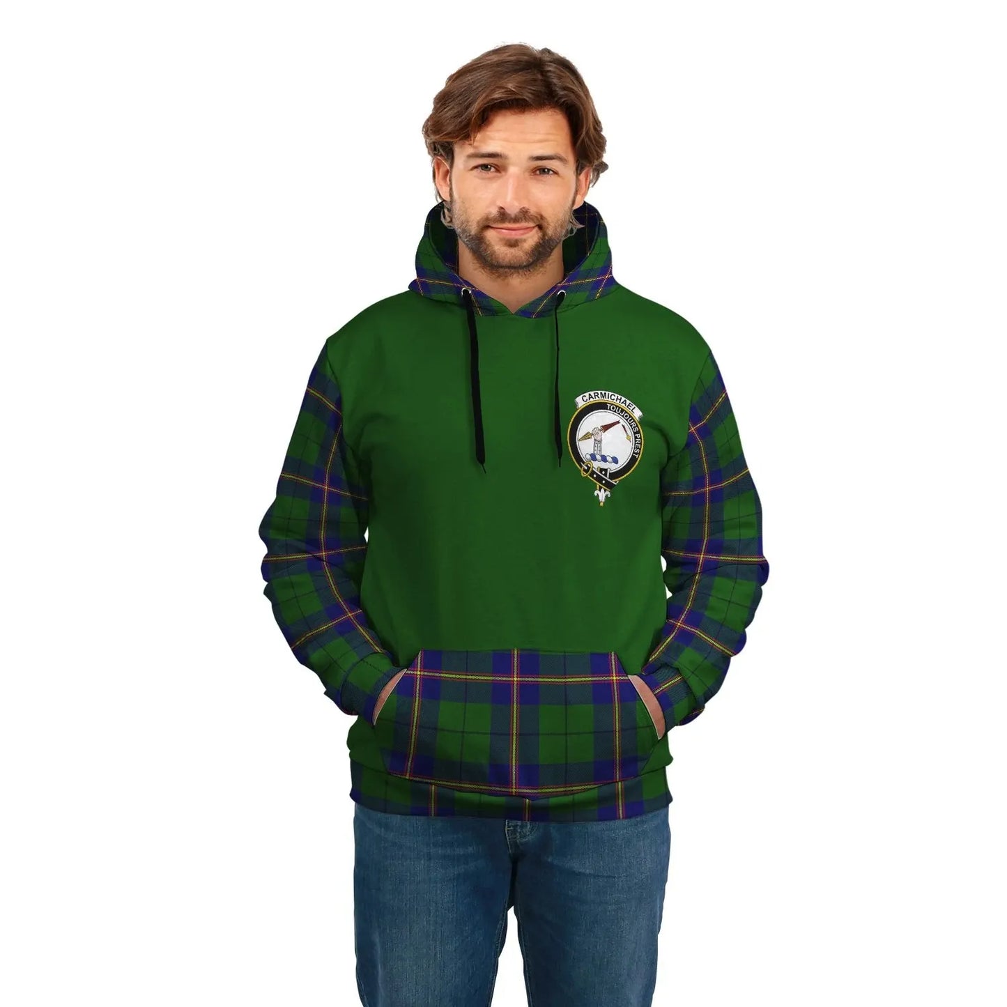Printivon Carmichael Clans Tartan All Over Hoodie Sleeve Color