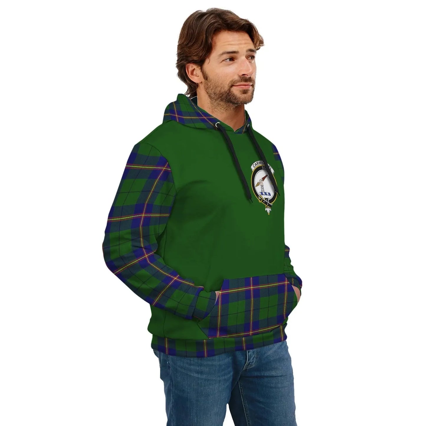 Printivon Carmichael Clans Tartan All Over Hoodie Sleeve Color