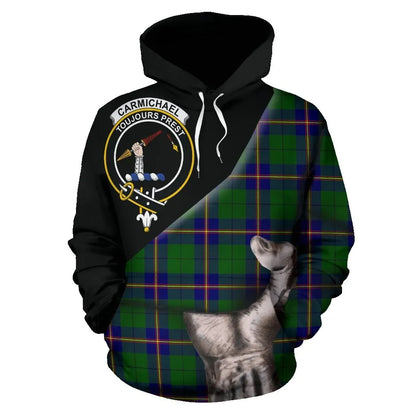 Printivon Carmichael Modern Tartan Clan Crest Hoodie Patronage
