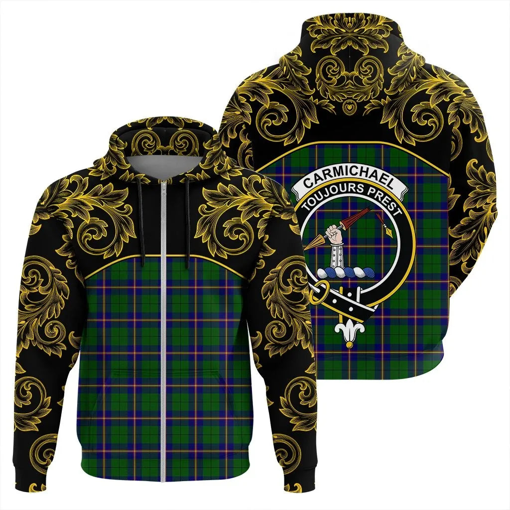 Printivon Carmichael Modern Tartan Clan Crest Zip Hoodie Empire I