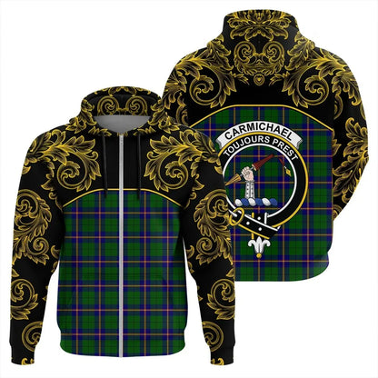 Printivon Carmichael Modern Tartan Clan Crest Zip Hoodie Empire I