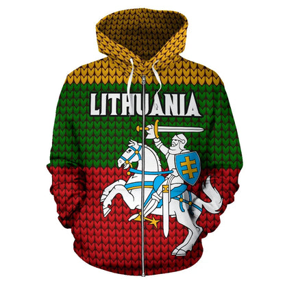 Lithuania Hoodie Knitted Flag Zip Up
