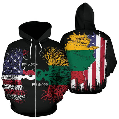 American Grown Lithuania Root DNA Zip Hoodie