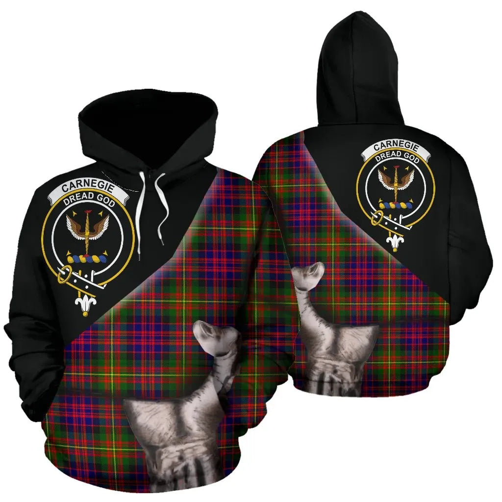 Printivon Carnegie Modern Tartan Clan Crest Hoodie Patronage