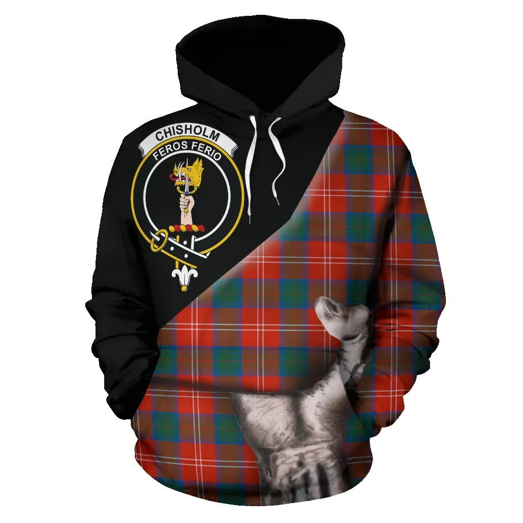 Printivon Chisholm Ancient Tartan Clan Crest Hoodie Patronage
