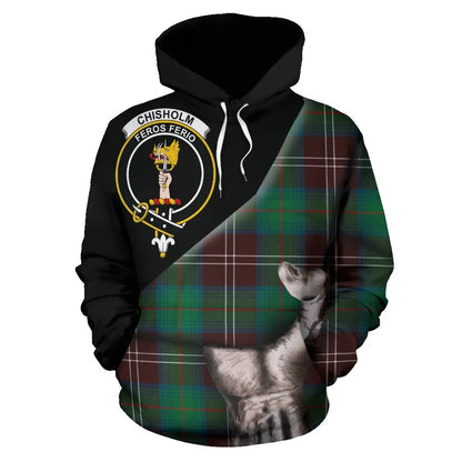 Printivon Chisholm Hunting Ancient Tartan Clan Crest Hoodie Patronage