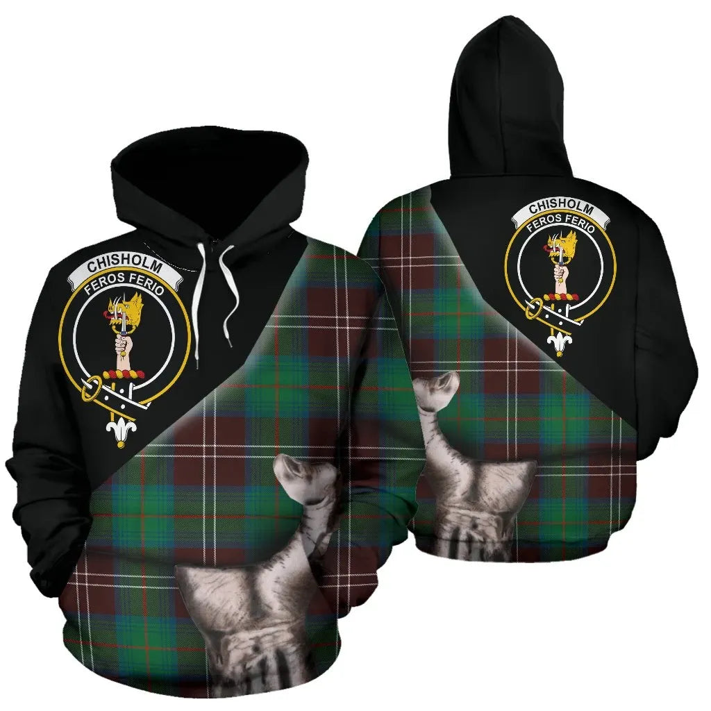 Printivon Chisholm Hunting Ancient Tartan Clan Crest Hoodie Patronage