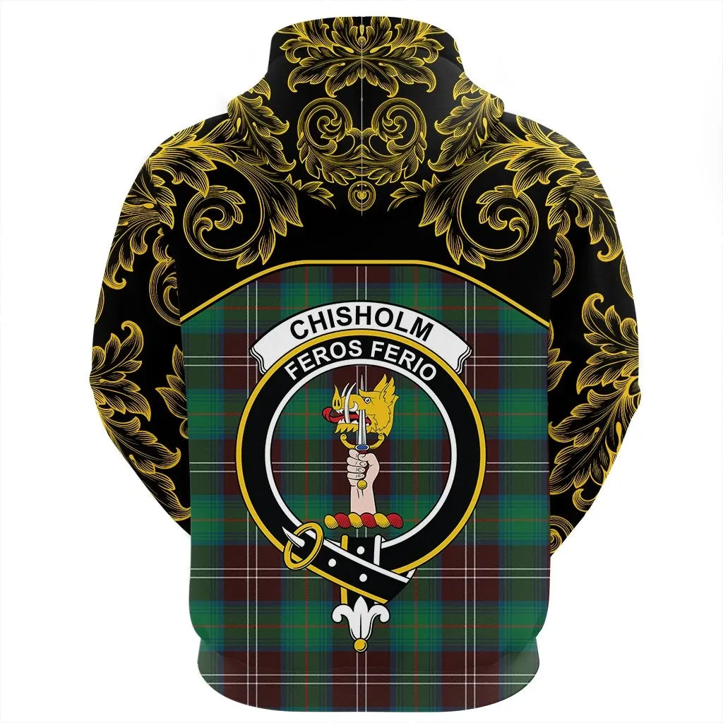Printivon Chisholm Hunting Ancient Tartan Clan Crest Zip Hoodie Empire I