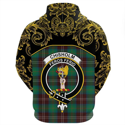 Printivon Chisholm Hunting Ancient Tartan Clan Crest Zip Hoodie Empire I