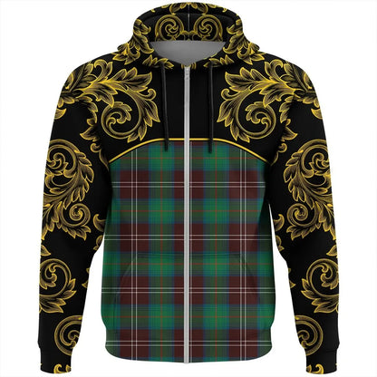 Printivon Chisholm Hunting Ancient Tartan Clan Crest Zip Hoodie Empire I