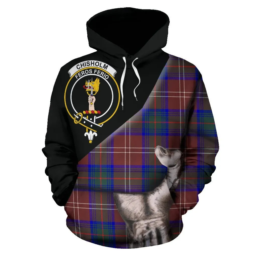 Printivon Chisholm Hunting Modern Tartan Clan Crest Hoodie Patronage