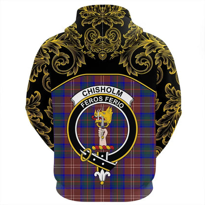 Printivon Chisholm Hunting Modern Tartan Clan Crest Zip Hoodie Empire I