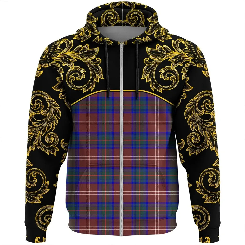 Printivon Chisholm Hunting Modern Tartan Clan Crest Zip Hoodie Empire I