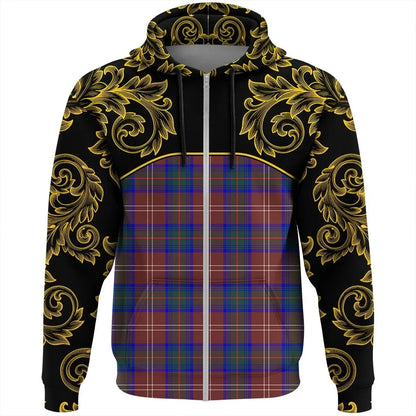 Printivon Chisholm Hunting Modern Tartan Clan Crest Zip Hoodie Empire I