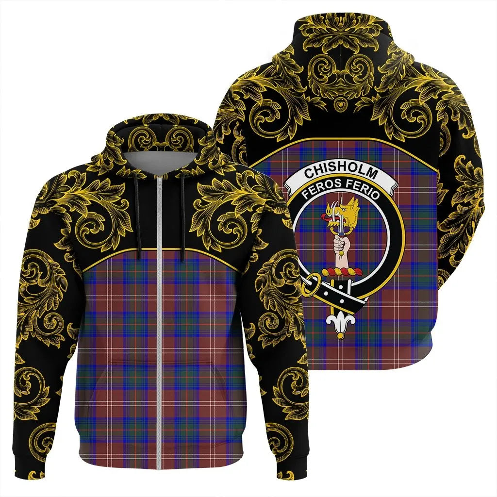 Printivon Chisholm Hunting Modern Tartan Clan Crest Zip Hoodie Empire I