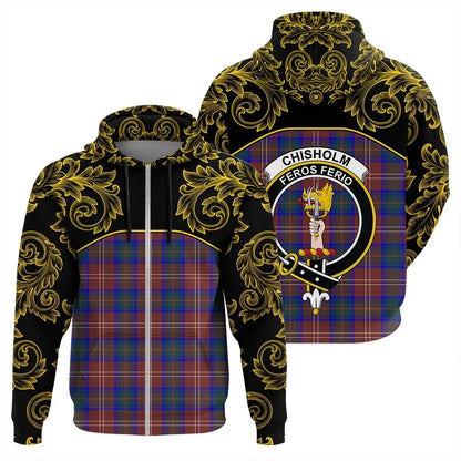 Printivon Chisholm Hunting Modern Tartan Clan Crest Zip Hoodie Empire I