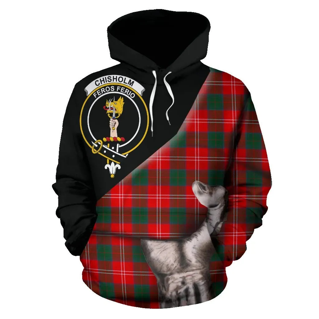 Printivon Chisholm Modern Tartan Clan Crest Hoodie Patronage