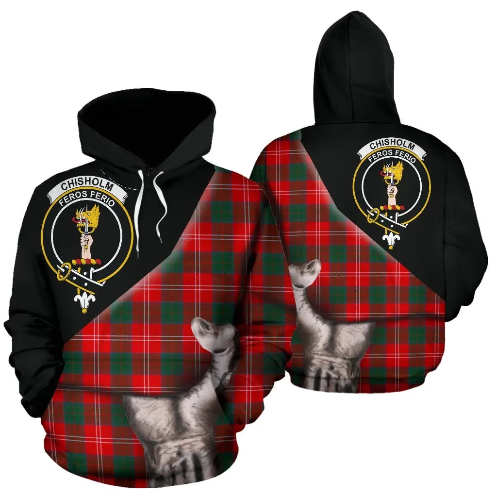 Printivon Chisholm Modern Tartan Clan Crest Hoodie Patronage
