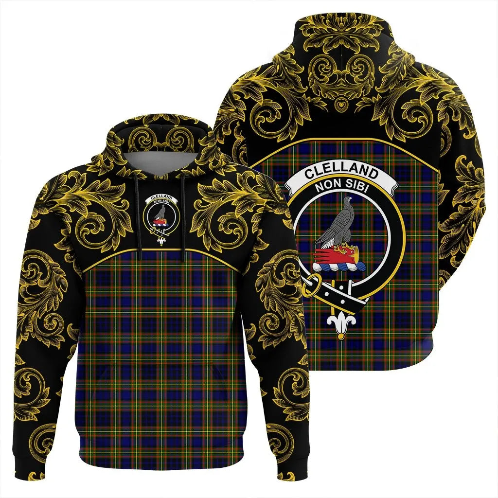 Printivon Clelland Modern Tartan Clan Crest Hoodie Empire I