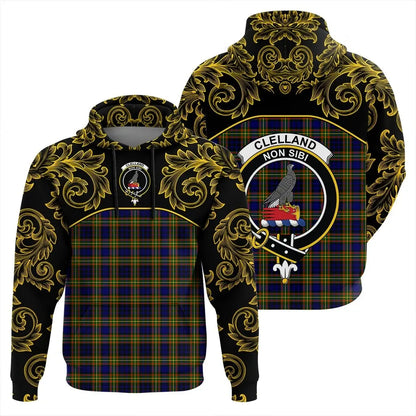 Printivon Clelland Modern Tartan Clan Crest Hoodie Empire I