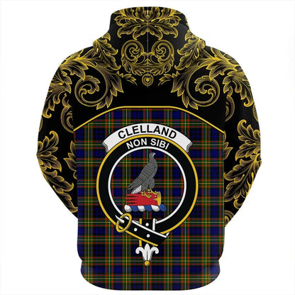Printivon Clelland Modern Tartan Clan Crest Hoodie Empire I