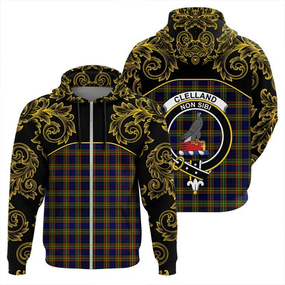 Printivon Clelland Modern Tartan Clan Crest Zip Hoodie Empire I