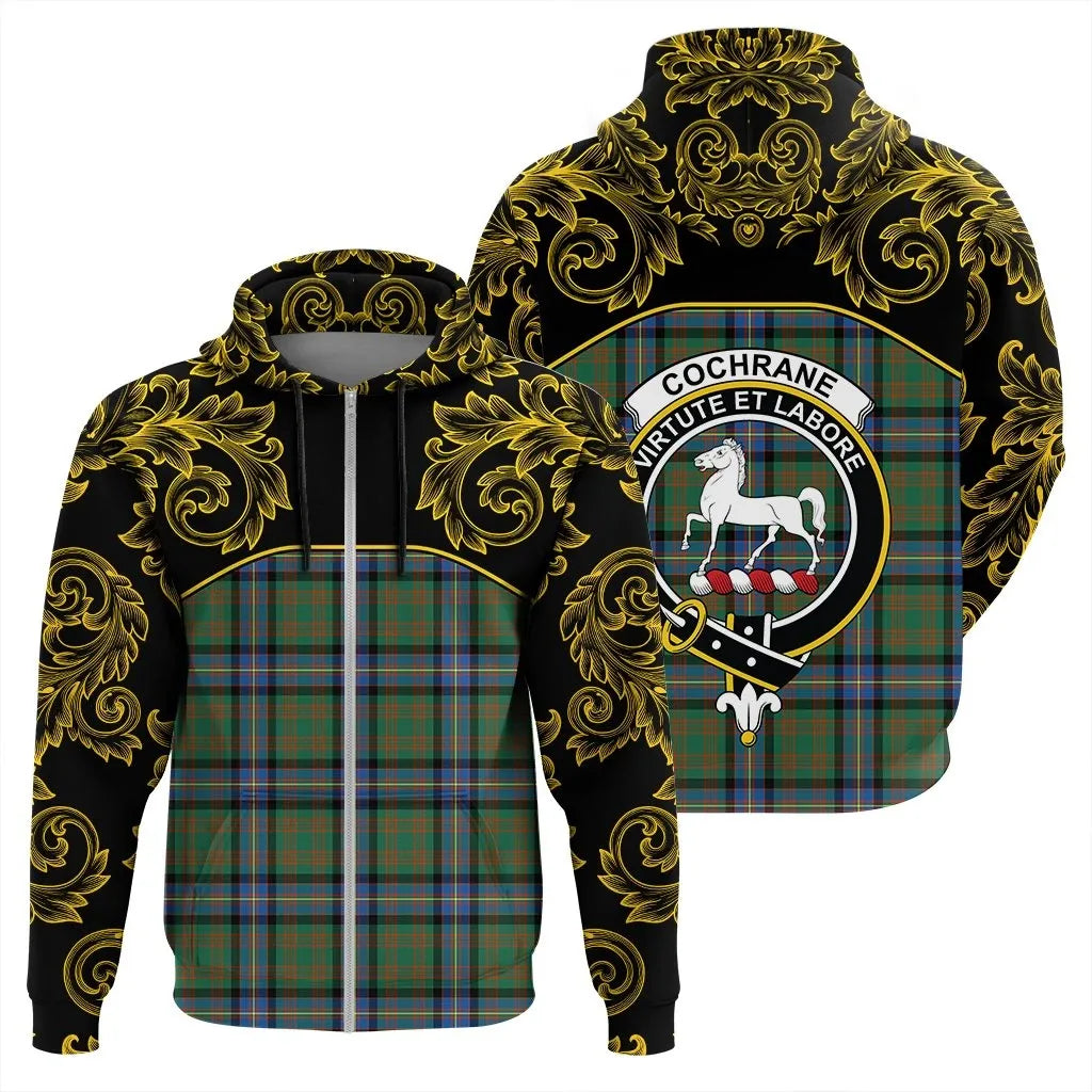Printivon Cochrane Ancient Tartan Clan Crest Zip Hoodie Empire I
