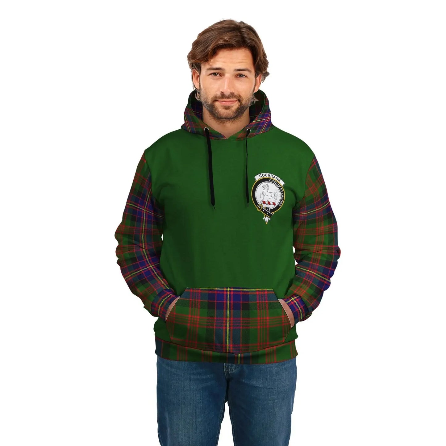 Printivon Cochrane Clans Tartan All Over Hoodie Sleeve Color