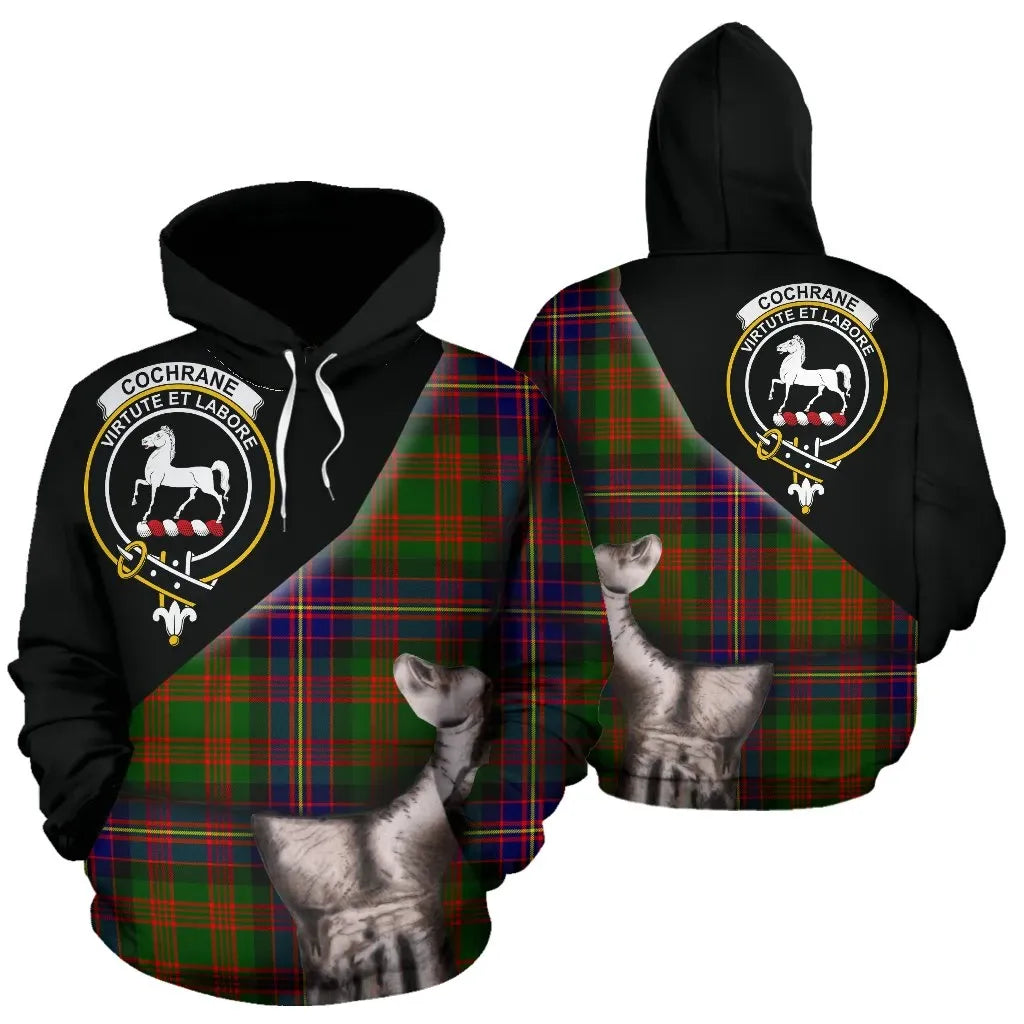 Printivon Cochrane Modern Tartan Clan Crest Hoodie Patronage