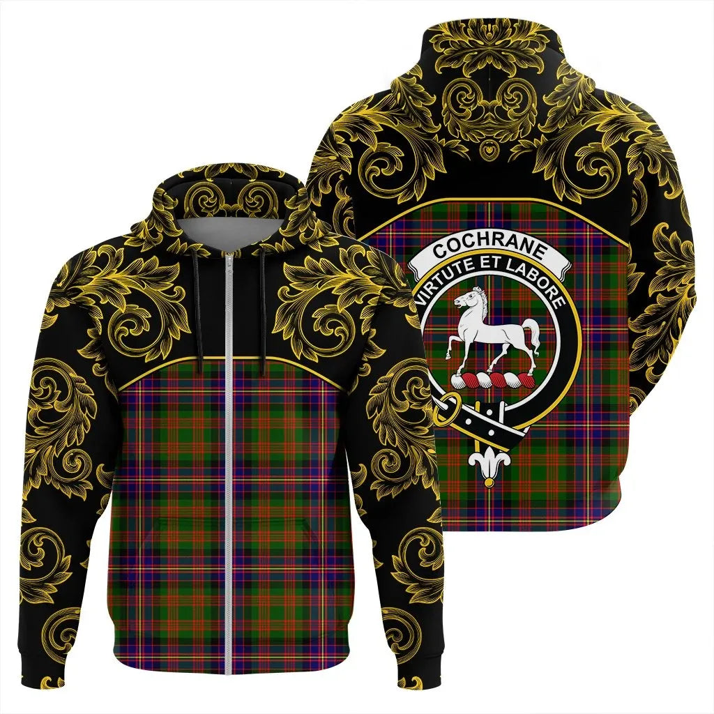 Printivon Cochrane Modern Tartan Clan Crest Zip Hoodie Empire I
