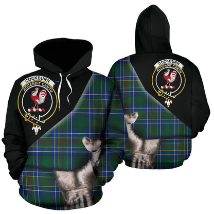 Printivon Cockburn Ancient Tartan Clan Crest Hoodie Patronage