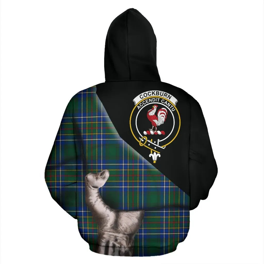 Printivon Cockburn Ancient Tartan Clan Crest Hoodie Patronage