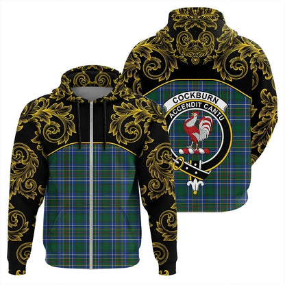 Printivon Cockburn Ancient Tartan Clan Crest Zip Hoodie Empire I